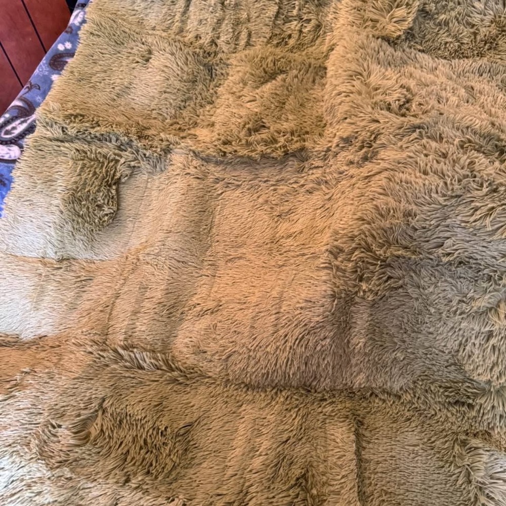 Luxurious Olive Green Faux Fur Shag Rug NEW 29 x 43 inches
